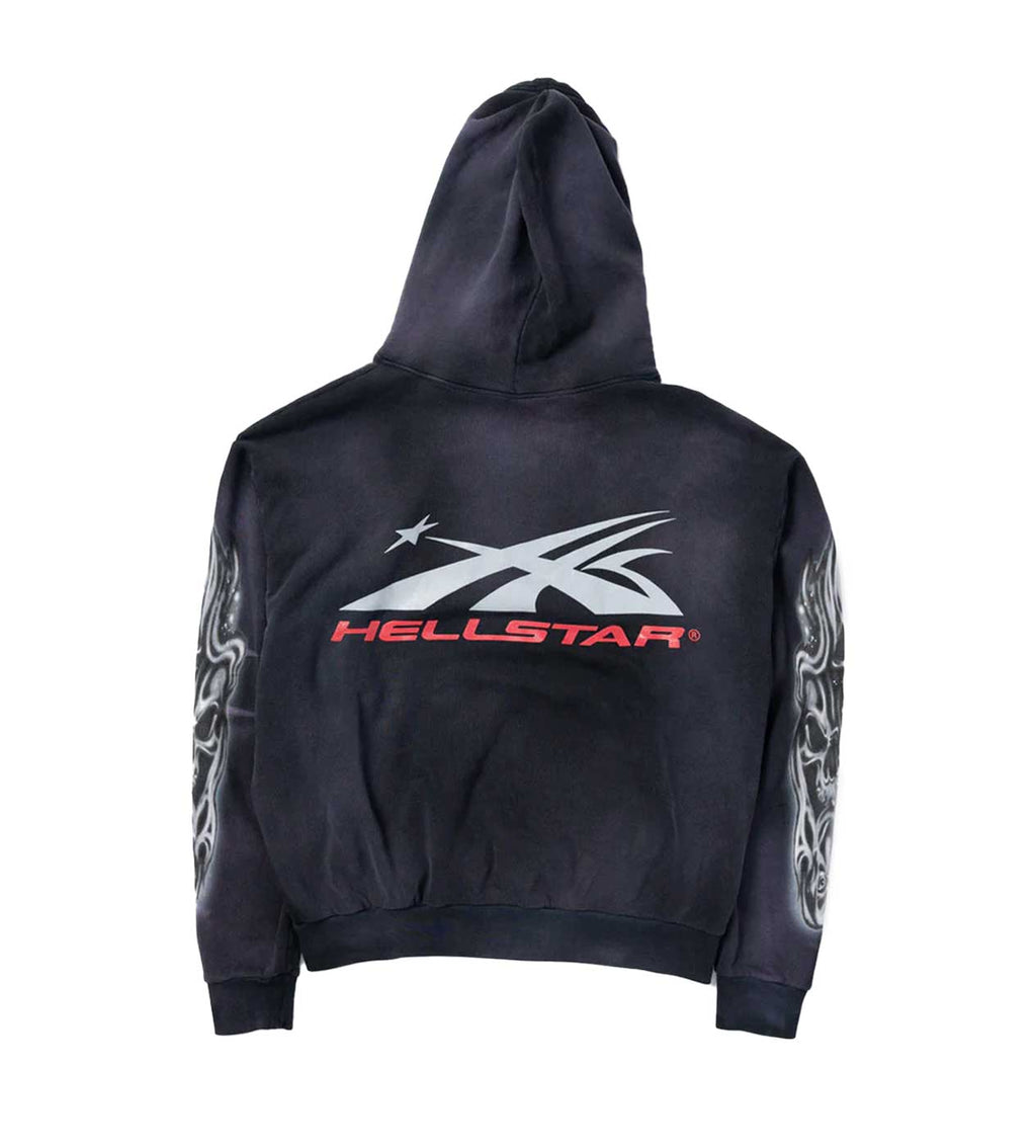 Hellstar Airbrushed Skull Hoodie Black