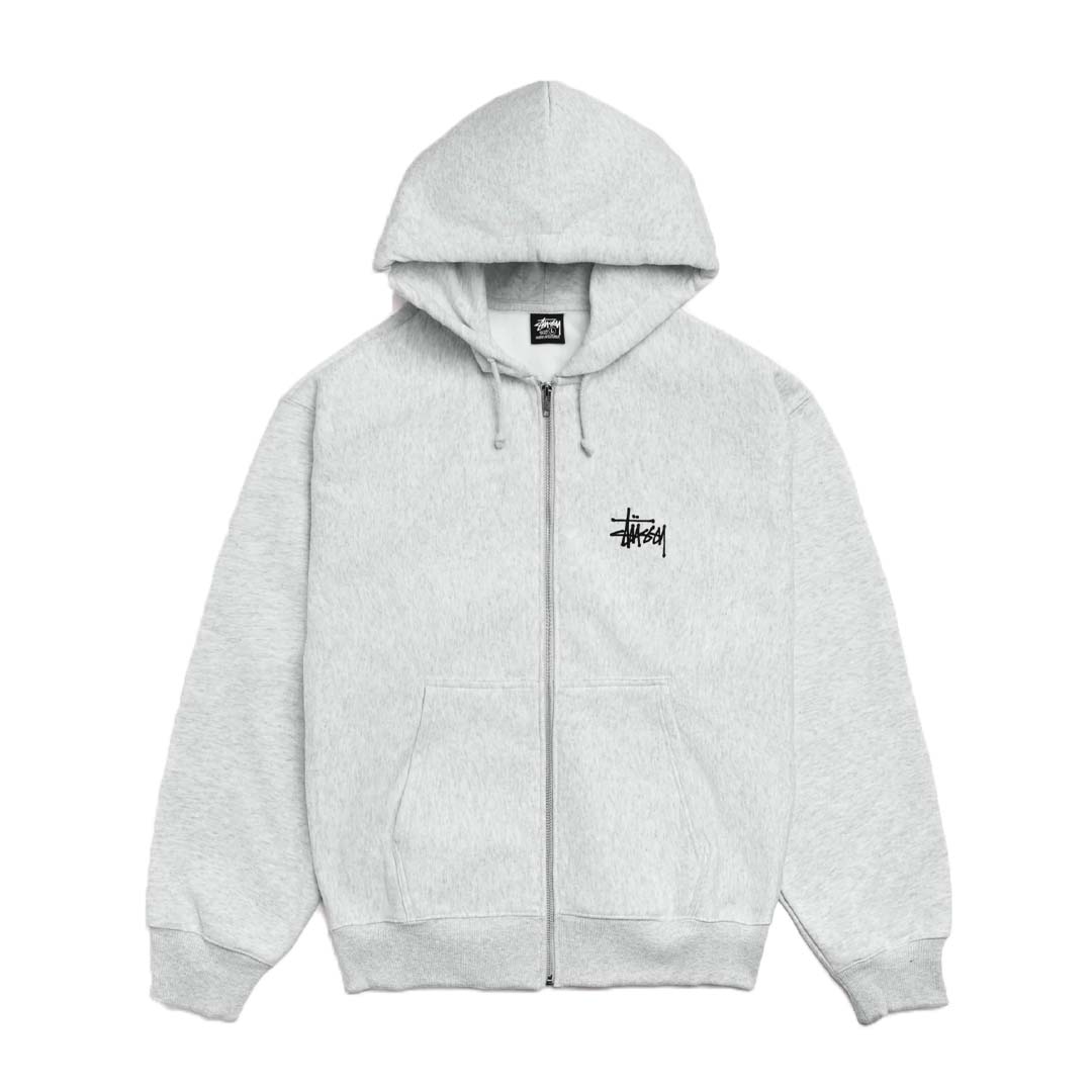 Stussy Basic Zip Up Hoodie Grey
