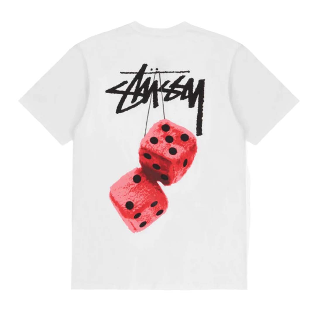 Stussy Fuzzy Dice White Tee