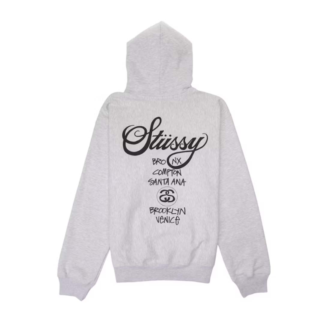 Stussy World Tour Hoodie Grey