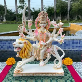 12 Inches Ma Durga Marble Dust & Resin Idol -  Hindu God Statue - Decorative Murti