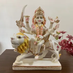 9 Inches Ma Durga Marble Dust & Resin Idol -  Hindu God Statue - Decorative Murti