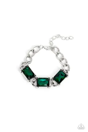 Dazzling Debut Green Rhinestone Bracelet - Paparazzi Accessories