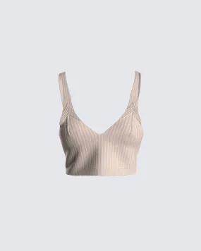 Elsie Taupe Ribbed Bralette