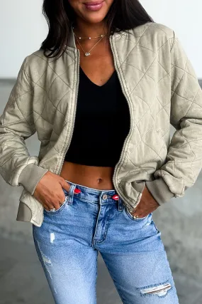 Kara Quilted Bomber - Taupe